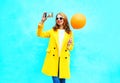 Fashion pretty woman takes a picture self portrait on a smartphone Royalty Free Stock Photo