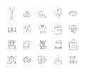 Fashion production outline icons collection. Clothing, Manufacture, Outfit, Design, Runway, Apparel, Cutting vector and