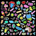 Fashion quirky cartoon doodle patch badges with cute elements. Isolated vector. Set of stickers,pins,patches in comic