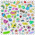 Fashion quirky cartoon doodle patch badges with cute elements.
