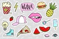 Fashion quirky cartoon doodle patch badges with cute elements Royalty Free Stock Photo