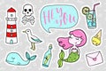 Fashion quirky cartoon doodle patch badges with cute elements Royalty Free Stock Photo