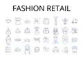 Fashion retail line icons collection. Clothing store, Apparel outlet, Style emporium, Designer boutique, Trendy market