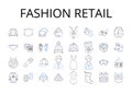 Fashion retail line icons collection. Clothing store, Apparel outlet, Style emporium, Designer boutique, Trendy market