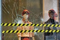 Fashion retail store glass window damaged during the riot protest against lockdown and related economic crisis