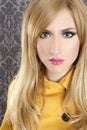 Fashion retro blond woman portrait makeup detail