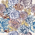 Fashion rose pattern vintage watercolor style for design