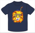 fashion round neck t shirt lion animlas kids print vector Royalty Free Stock Photo