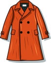 Fashion 90s. Retro wear raincoat with Butttons. Vector Cartoon Single