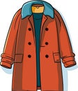 Fashion 90s. Retro wear raincoat with Butttons. Vector Cartoon Single