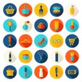 Fashion, sale and shopping flat icons Royalty Free Stock Photo