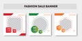 Fashion sale social media post design template bundle. Modern elegant sales and discount promotions. White, orange, red and green