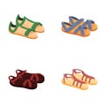 Fashion sandal icons set cartoon vector. Various open sandal with strap