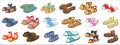Fashion sandal vector illustration set on white background . Summer shoe of sandal cartoon vector set icon. Isolated