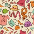 Fashion seamless background. Clothing collection, shopping vector illustration Royalty Free Stock Photo