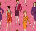 Fashion seamless background. 1960s style