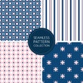 Fashion seamless pattern collection in trendy colors: pink, navy, white Royalty Free Stock Photo