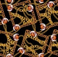 New season Fashion Seamless Pattern Golden Chains Design Black