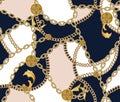 Fashion Seamless Pattern with Golden Chains