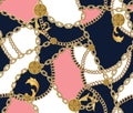 Fashion Seamless Pattern with Golden Chains