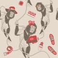 Fashion seamless pattern with Monkey