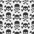 Fashion seamless pattern with skulls and cross bones