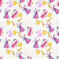 Fashion seamless pattern. Watercolor hand drawn background Royalty Free Stock Photo