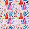 Fashion seamless pattern. Watercolor hand drawn background Royalty Free Stock Photo