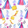 Fashion seamless pattern. Watercolor hand drawn background Royalty Free Stock Photo