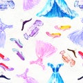 Fashion seamless pattern. Watercolor hand drawn background Royalty Free Stock Photo