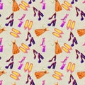 Fashion seamless pattern. Watercolor hand drawn background Royalty Free Stock Photo