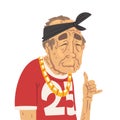 Fashion Senior Man Character, Old Man Hip Hop Gangsta Rapper in Bandana Vector Illustration