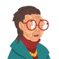 Fashion Senior Woman Character, Old Lady Wearing Trendy Clothes with Fashionable Haircut Vector Illustration