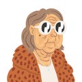 Fashion Senior Woman, Elegant Old Lady Character Wearing Trendy Clothes Vector Illustration