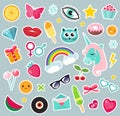 Fashion set of patches 80s comic style. Pins, badges and stickers Collection cartoon Royalty Free Stock Photo