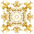 Fashion shawl design. Silk scarf with golden jewelry lace.