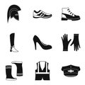 Fashion shoes icon set, simple style Royalty Free Stock Photo