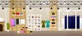 Fashion Shop. Interior Clothes Store. Banner With Copy Space. Flat. Vector illustration Royalty Free Stock Photo