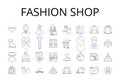 Fashion shop line icons collection. Clothing store, Style boutique, Apparel outlet, Trendy emporium, Fashion marketplace