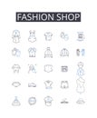 Fashion shop line icons collection. Clothing store, Style boutique, Apparel outlet, Trendy emporium, Fashion marketplace