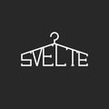 Fashion shop logo svelte lettering clothes hanger shape. Atelier, tailor or designer logotype Royalty Free Stock Photo