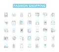 Fashion shopping linear icons set. Chic, Trendy, Stylish, Unique, Elegant, Fashionable, Glamorous line vector and