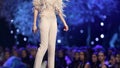 Fashion show runway beautiful feathering dress