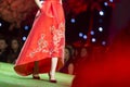 Fashion show runway beautiful red dress Royalty Free Stock Photo