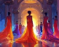 Fashion show runway in a grand palace