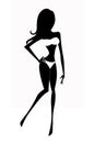 Fashion Silhouette of an Attractive Shapely Woman in a White Bikini