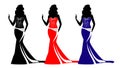 Fashion silhouettes with purses Royalty Free Stock Photo