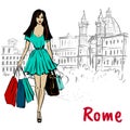 Woman walking in Rome