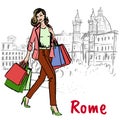 Woman walking in Rome