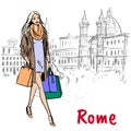 Woman walking in Rome